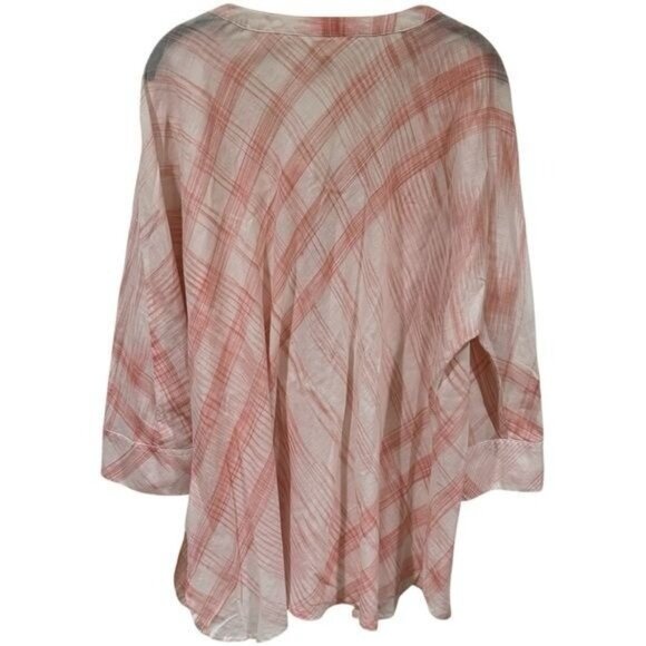 Sundance Plaid Three Quarter Sleeve Tunic Blouse Peasant Cottagecore Boho L - Picture 6 of 10